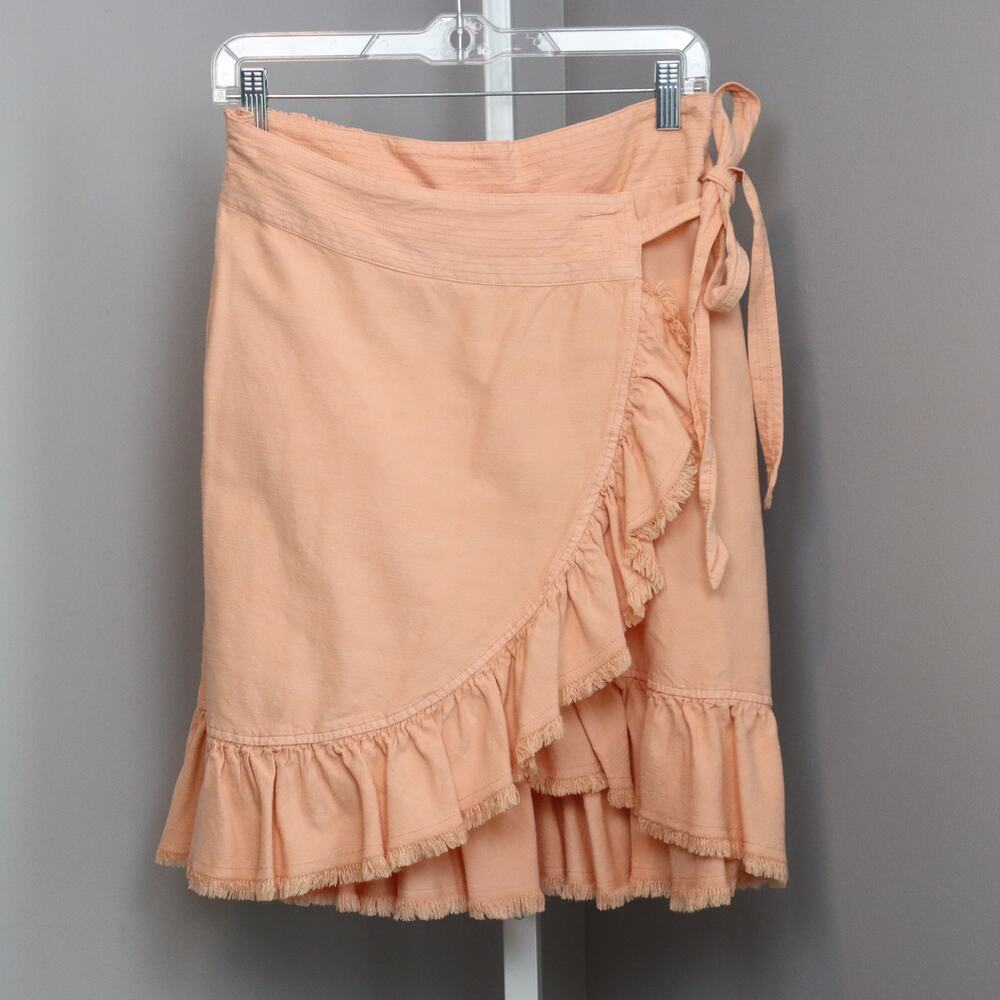 Pilcro Anthropologie Peach Ruffle Wrap Skirt‎ M